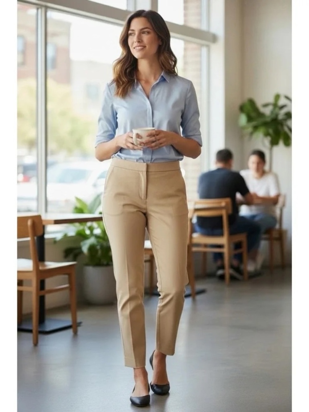 Ann Taylor Loft 'Julie' Ankle Pant Khaki, Sz-2